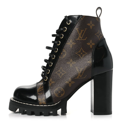 Louis Vuitton Patent Calfskin Monogram Star Trail Ankle Boots 36 Black 1 of 8