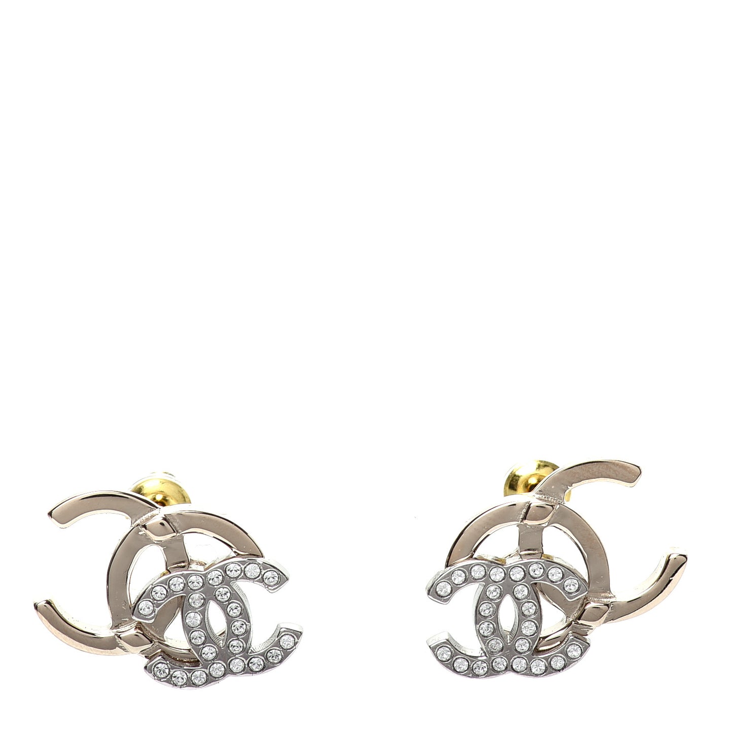 Crystal Double CC Earrings Gold Silver