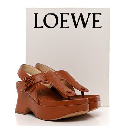 Loewe Calfskin Medallion Buckle Ease 90mm Flatform Sandal 36 Mahogany 9 of 9