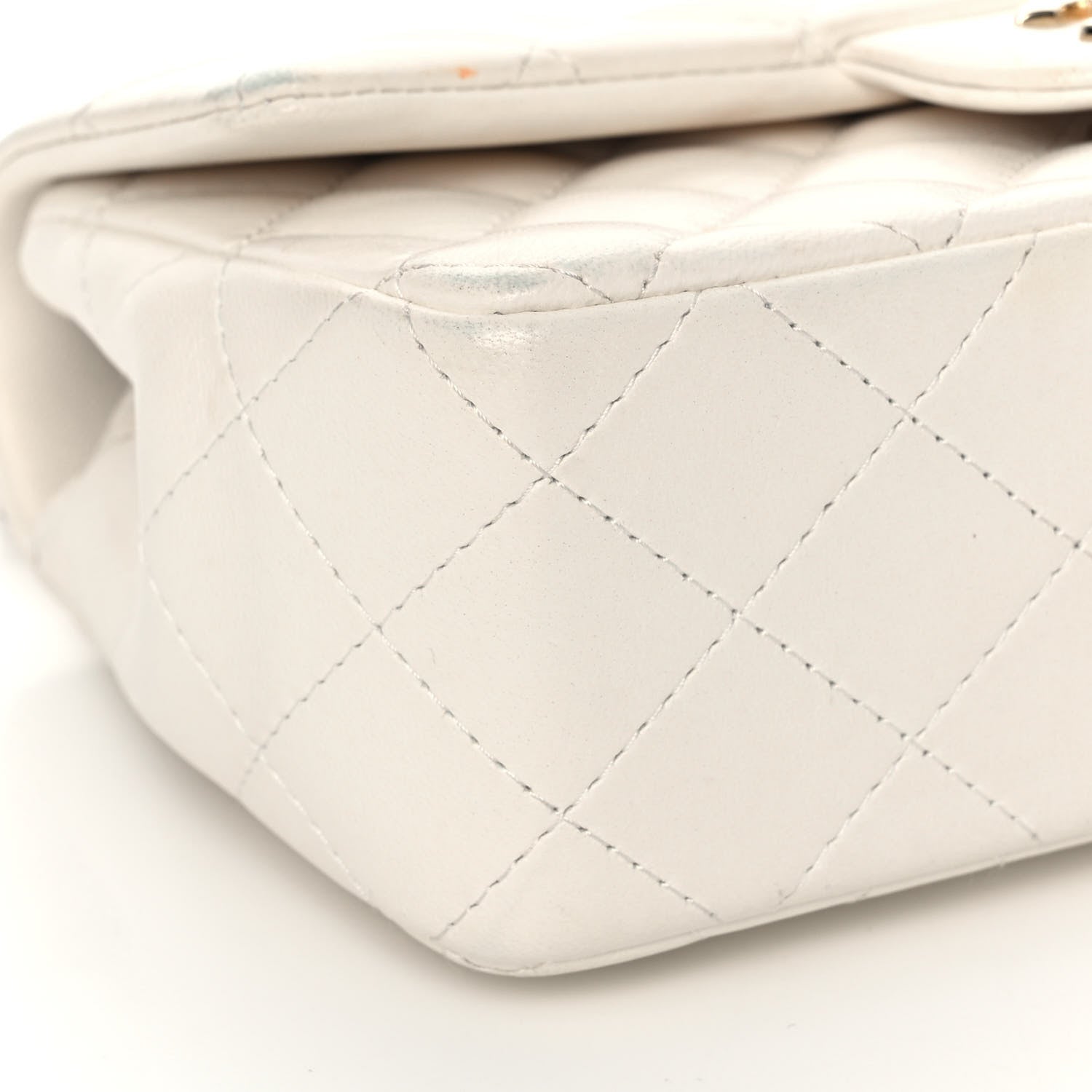 Chanel Lambskin Quilted Mini Rectangular Flap White 7 of 12