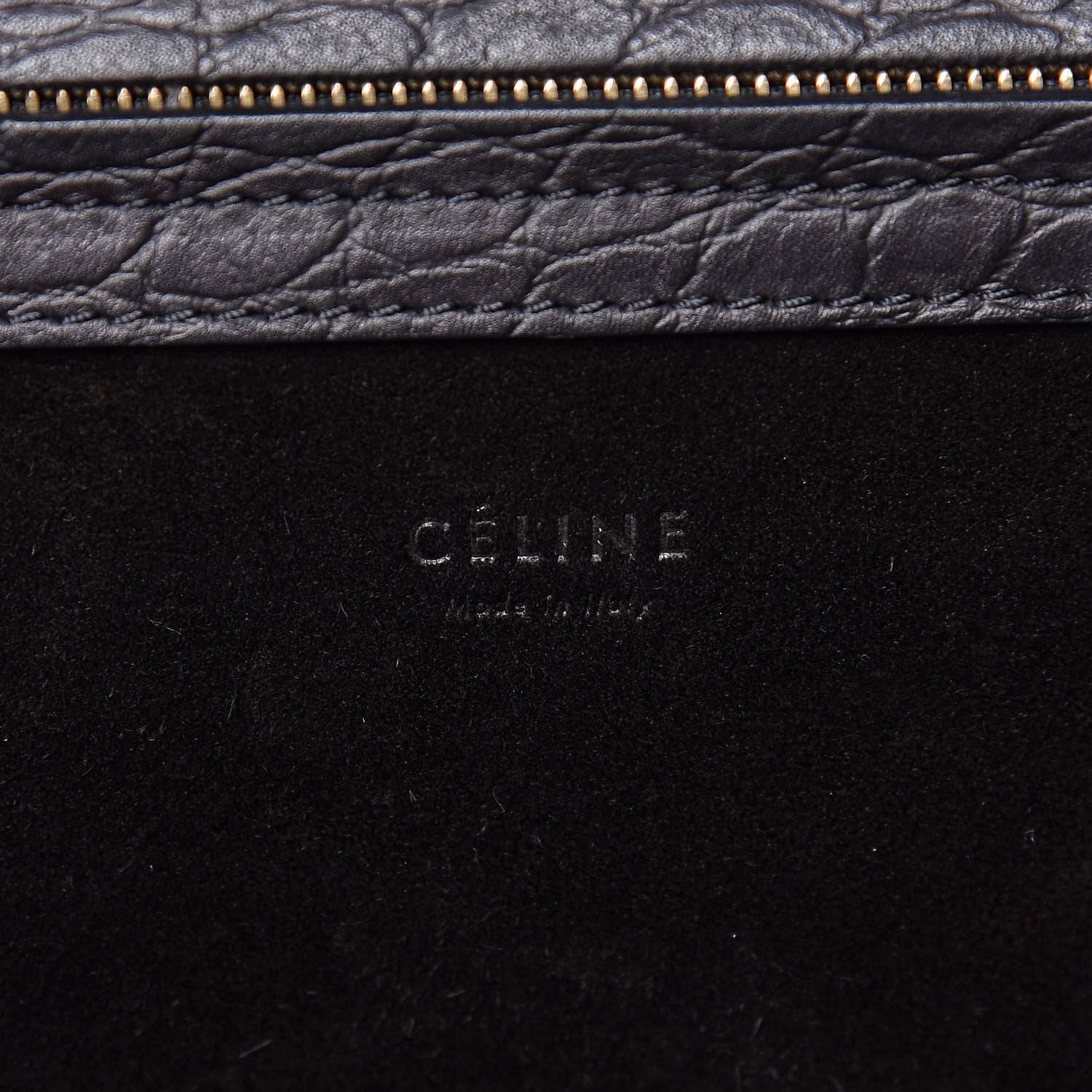 Celine Crocodile Embossed Calfskin Medium Phantom Luggage Black 6 of 9