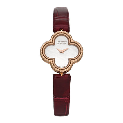 Van Cleef & Arpels 18K Yellow Gold Alligator 23mm Alhambra Quartz Watch 1 of 5