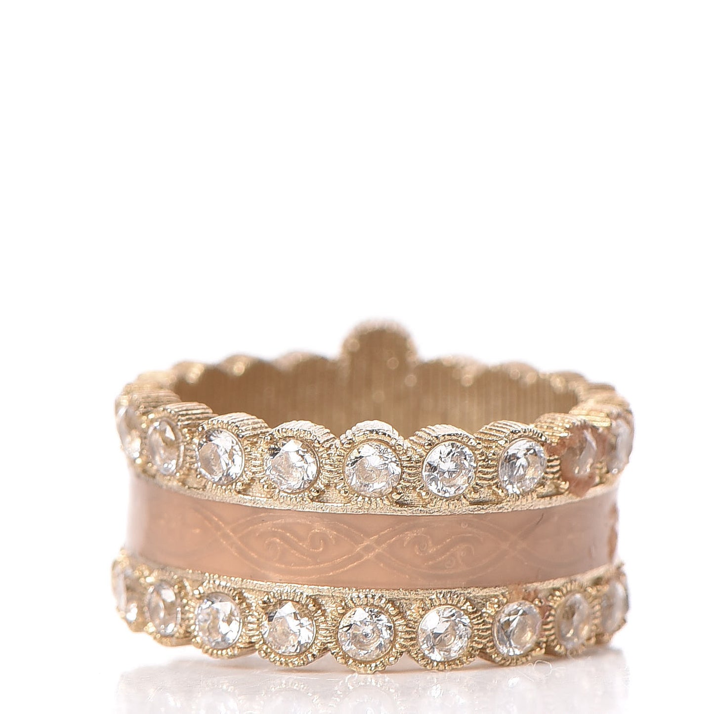 Crystal Enamel CC Ring 7 Gold