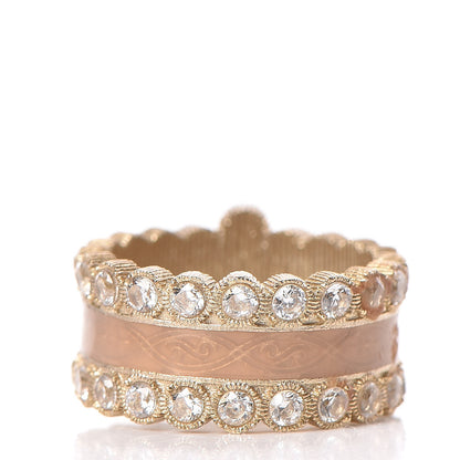 Chanel Crystal Enamel CC Ring 7 Gold 4 of 5