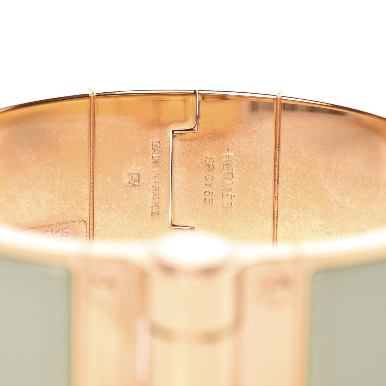 Hermes Enamel Charniere Uni Wide Hinged Bracelet M Sauge 5 of 6