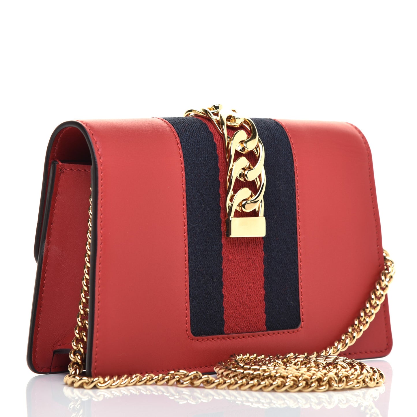 Calfskin Super Mini Sylvie Chain Shoulder Bag Hibiscus Red
