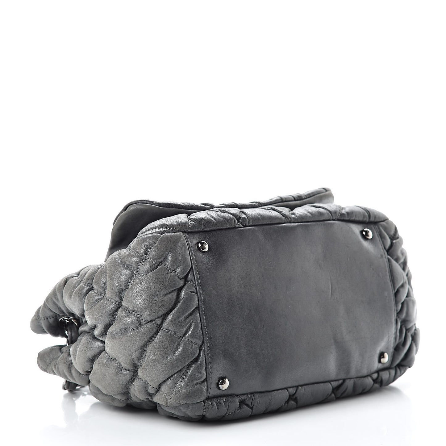 Calfskin Bubble Quilt Accordion Flap Grey