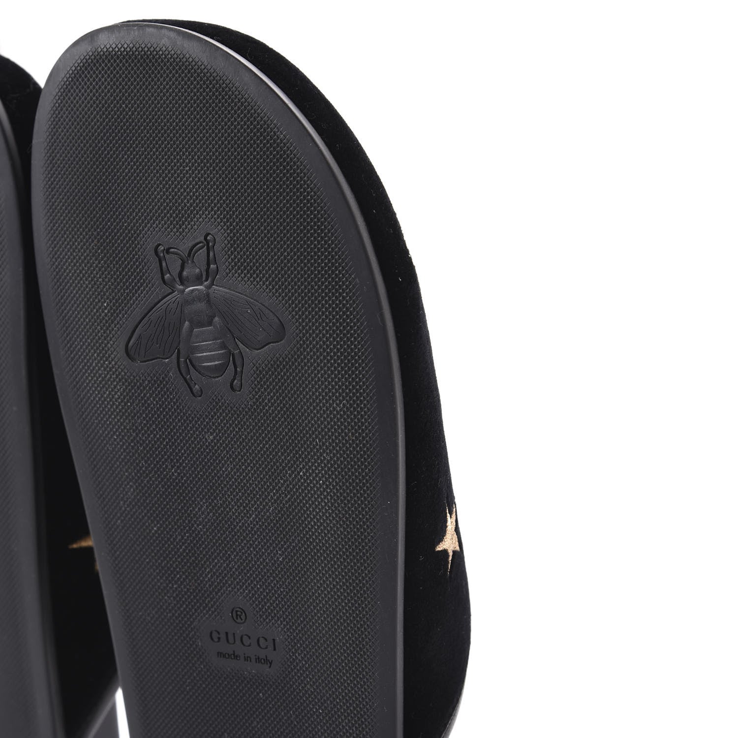 Gucci Softy Velvet Malaga Kid Bee Star Embroidered Womens Horsebit River Slippers 38 Black 8 of 10