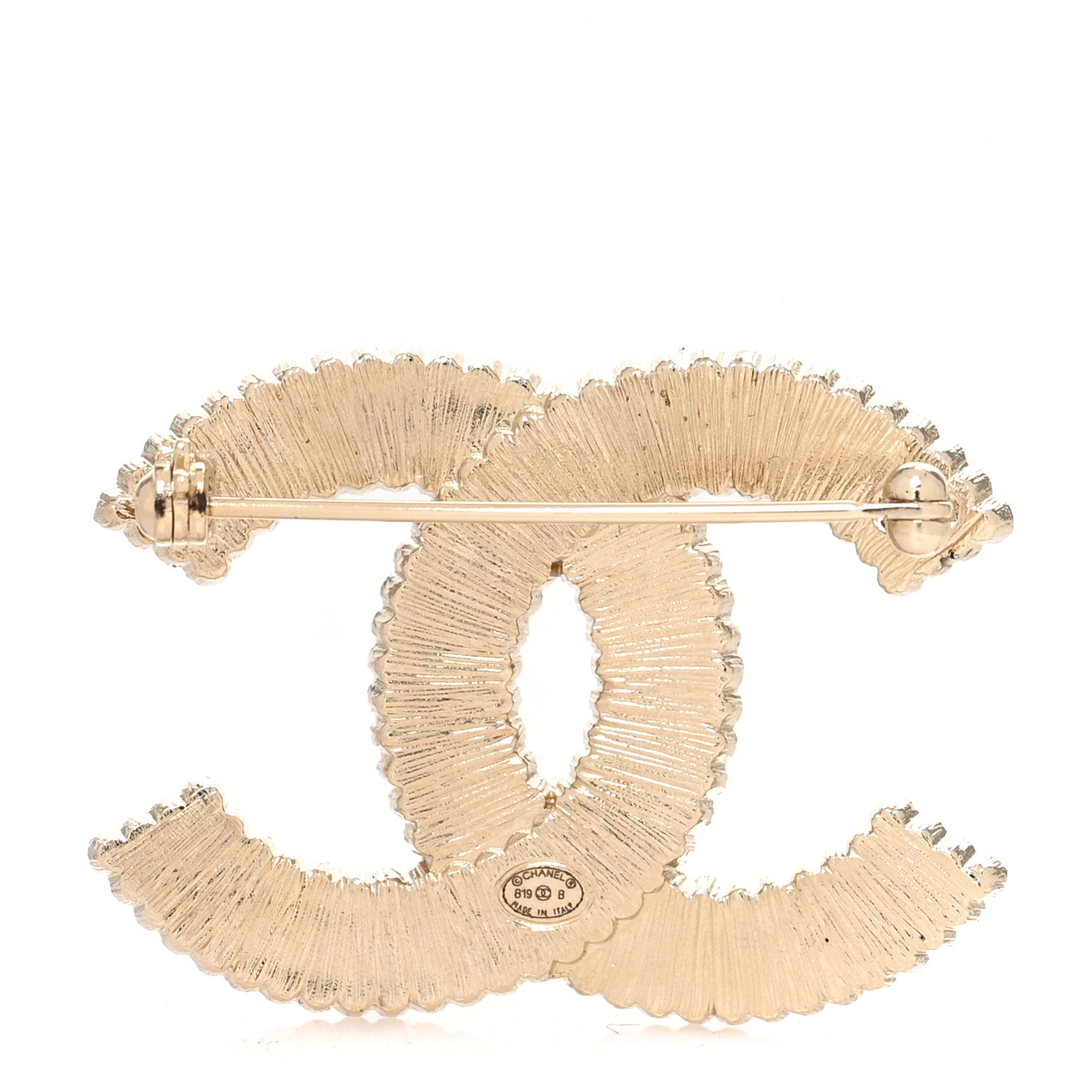 Chanel Pearl Crystal Lace Camellia CC Brooch Gold 2 of 3