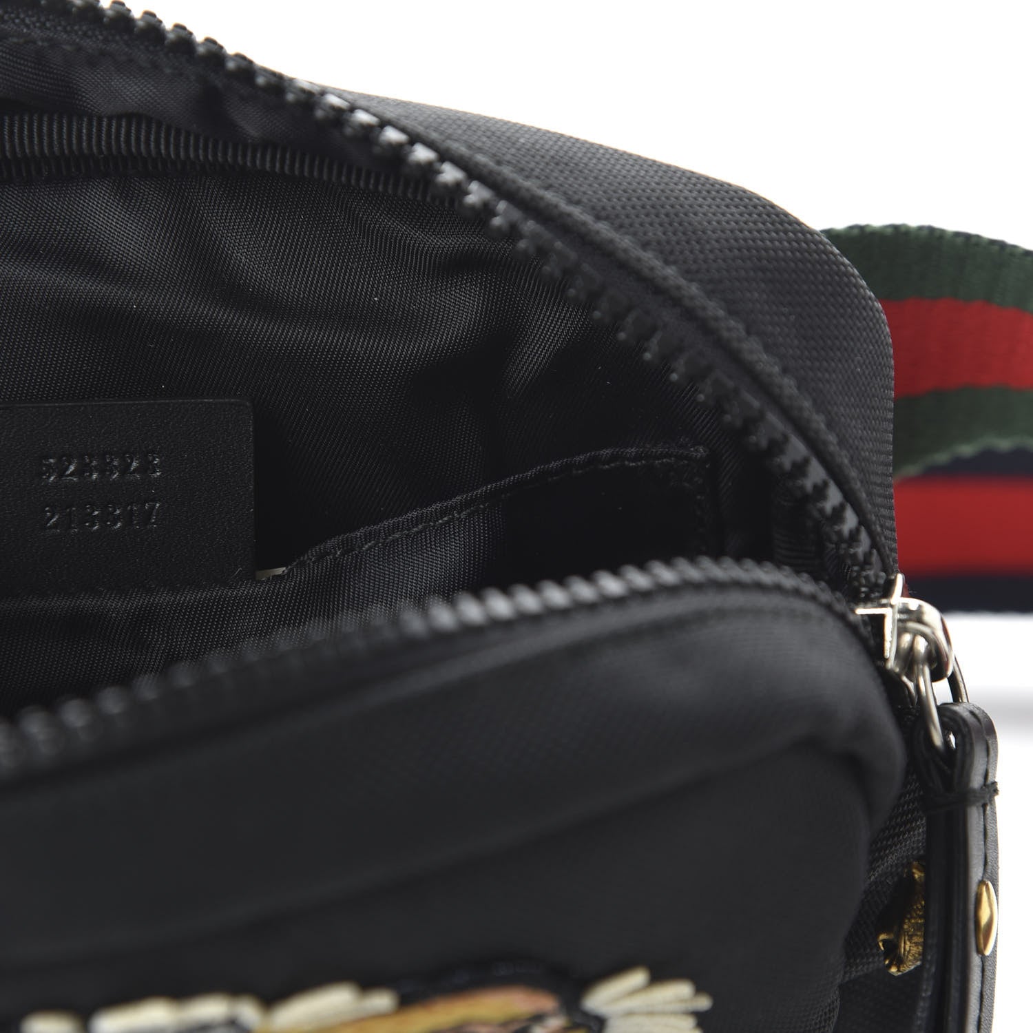 Gucci Canvas Web Tiger Embroidered Messenger Bag Black 9 of 10