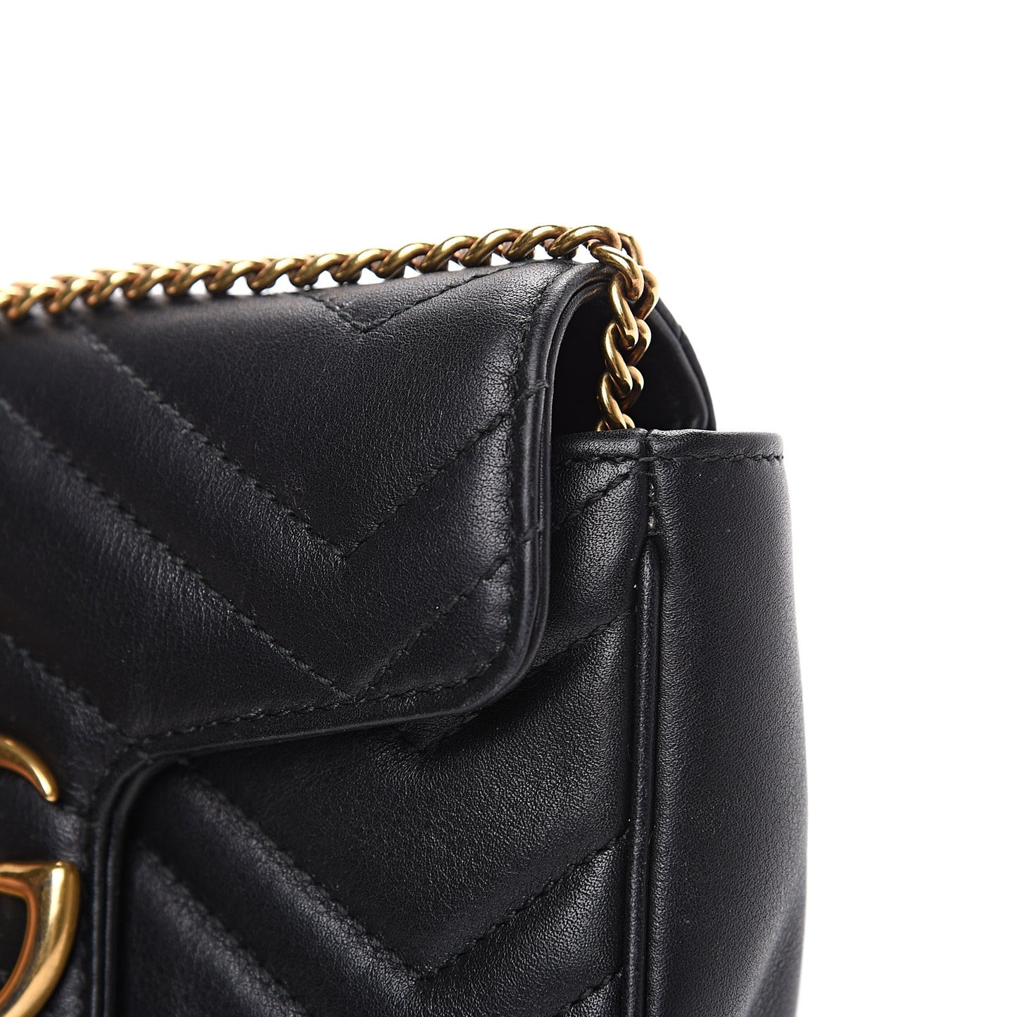 Calfskin Matelasse Super Mini GG Marmont Shoulder Bag Black
