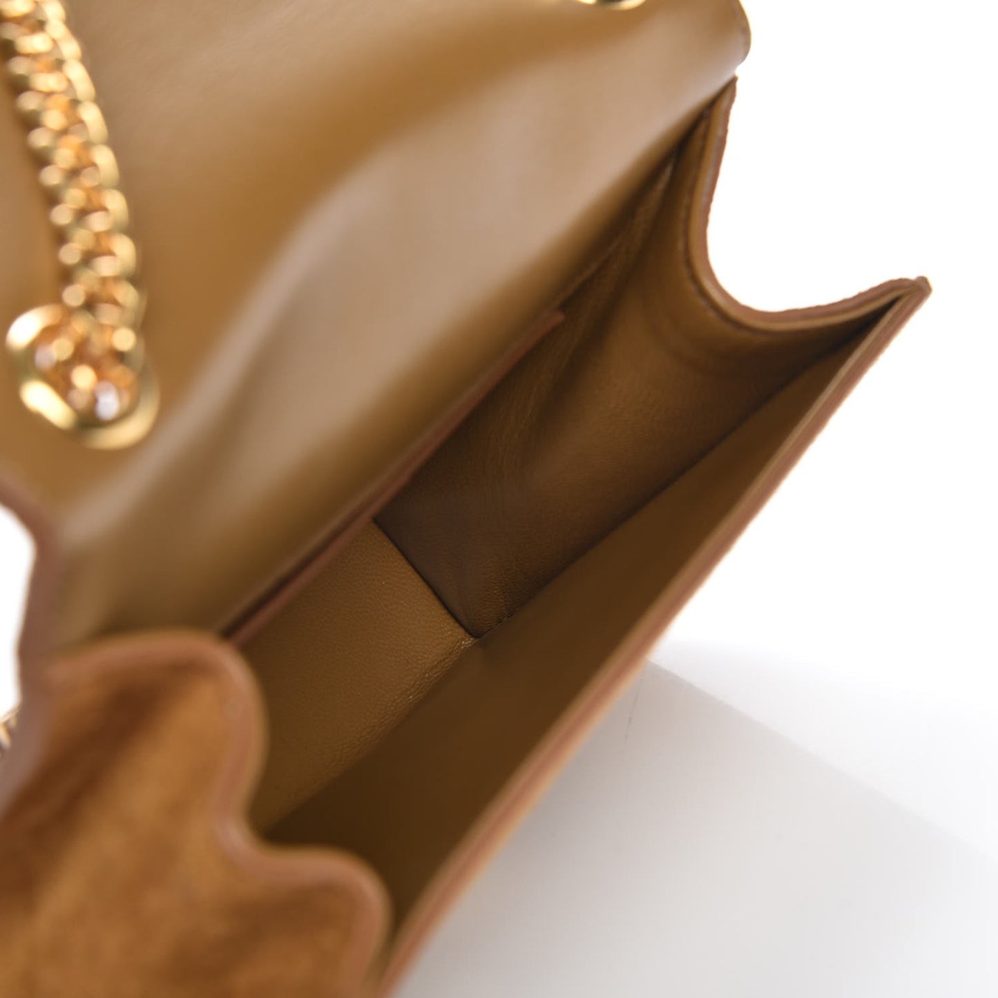 Suede Small Classic Monogram Kate Tassel Satchel Light Ochre