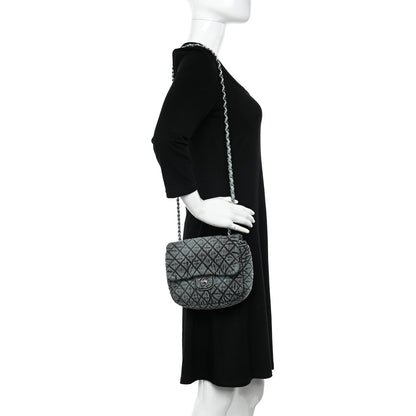 Chanel Washed Denim Quilted Small Denimpression Flap Blue Black Blue Black 2 of 11
