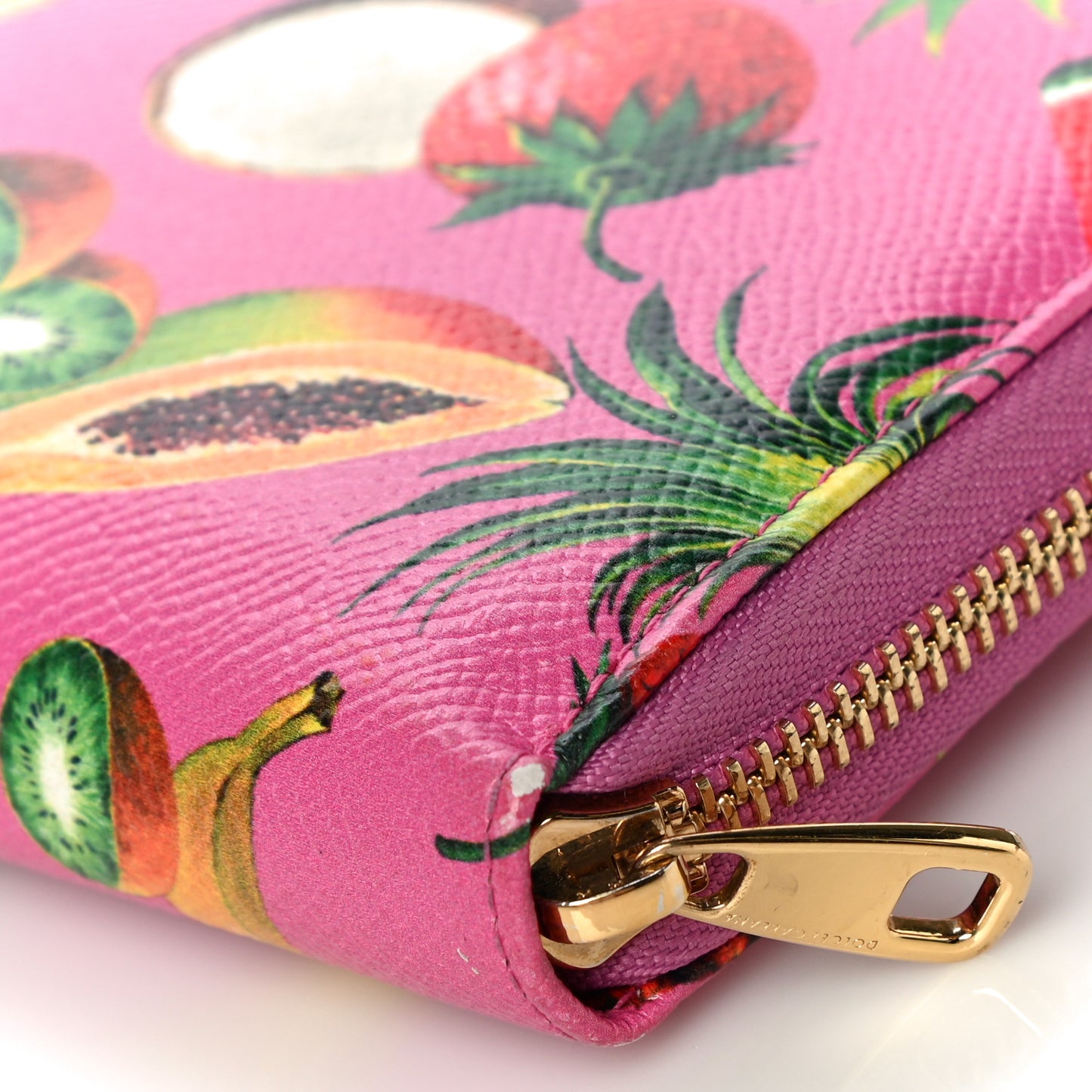 Fruit Print Small Zip Around Wallet Pink