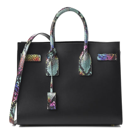 Saint Laurent Calfskin Embossed Python Small Sac De Jour Black Multicolor 1 of 9