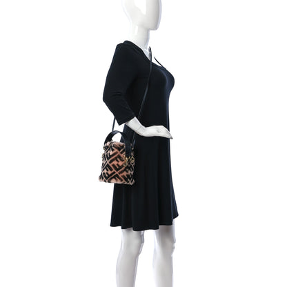 Fendi Shearling F is Fendi Macro FF 1974 Diagonal Mini Mon Tresor Bucket Bag Light Rose Black 2 of 10