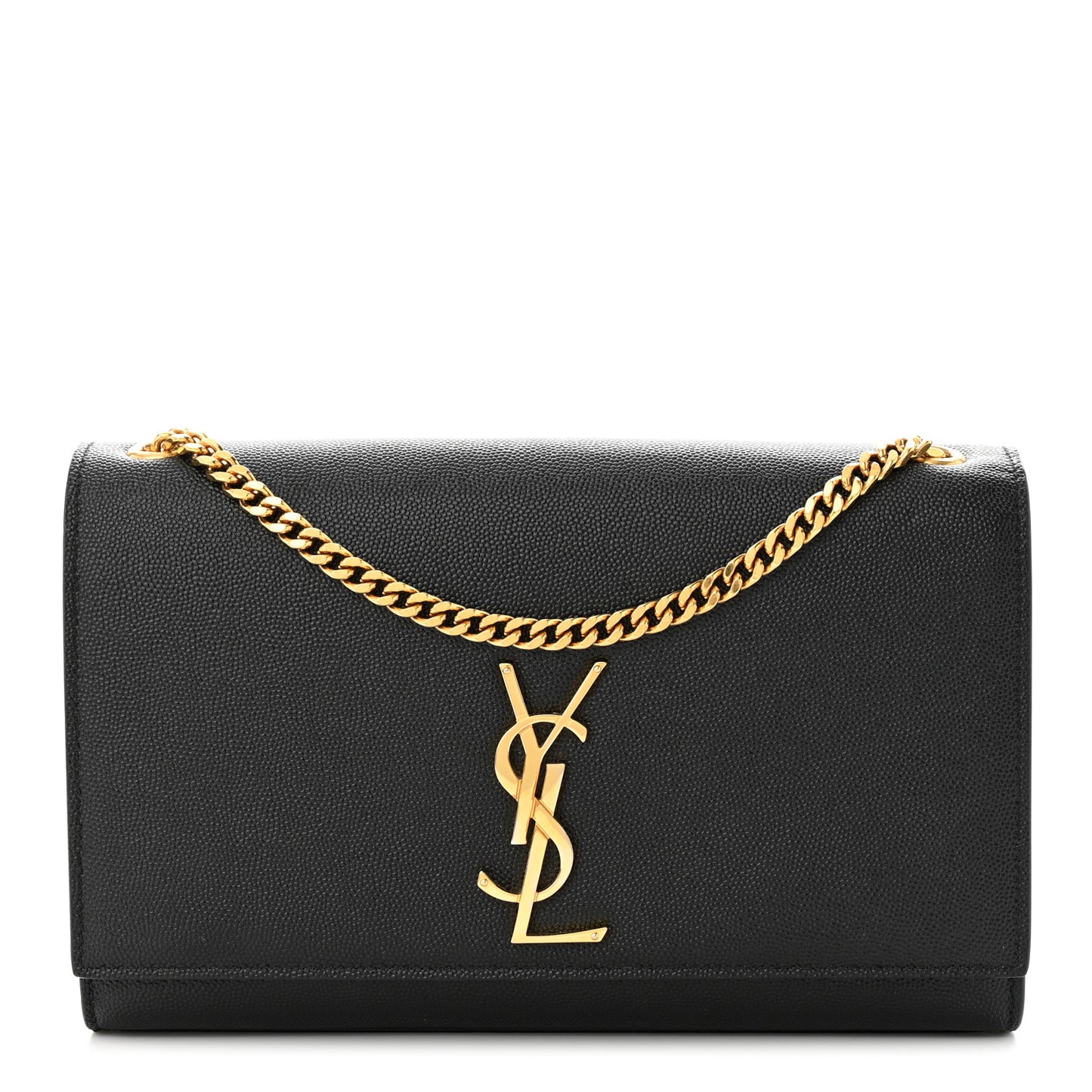 SAINT LAURENT Grain De Poudre Medium Classic Monogram Kate Satchel Black