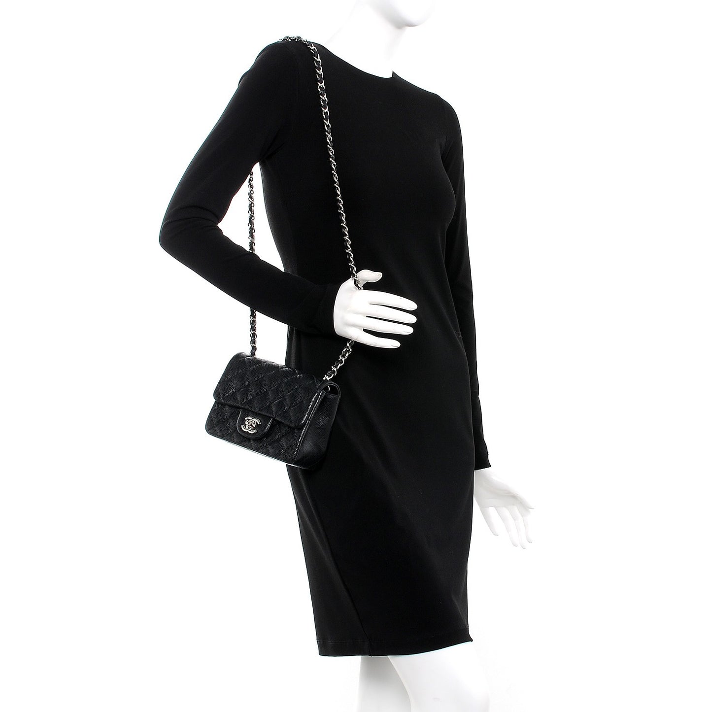 Caviar Quilted Mini Square Flap Black