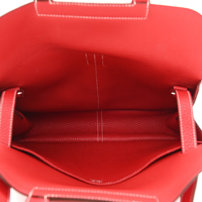Hermes Taurillon Clemence Verso Halzan 31 GM Rouge Casaque Vermillion 5 of 11