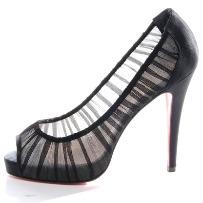 Christian Louboutin Satin Chiffon Ambrosina Pumps 37 Black 1 of 7