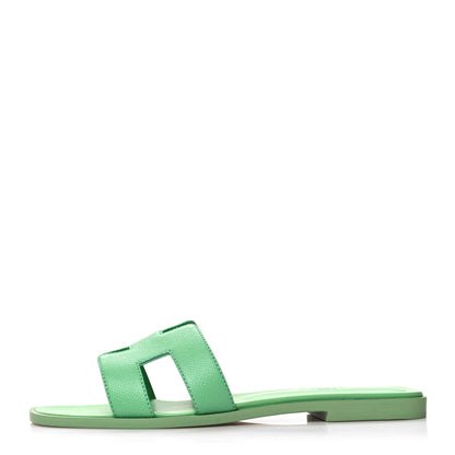 Hermes Epsom Oran Sandals 38 Vert Pomme 1 of 9