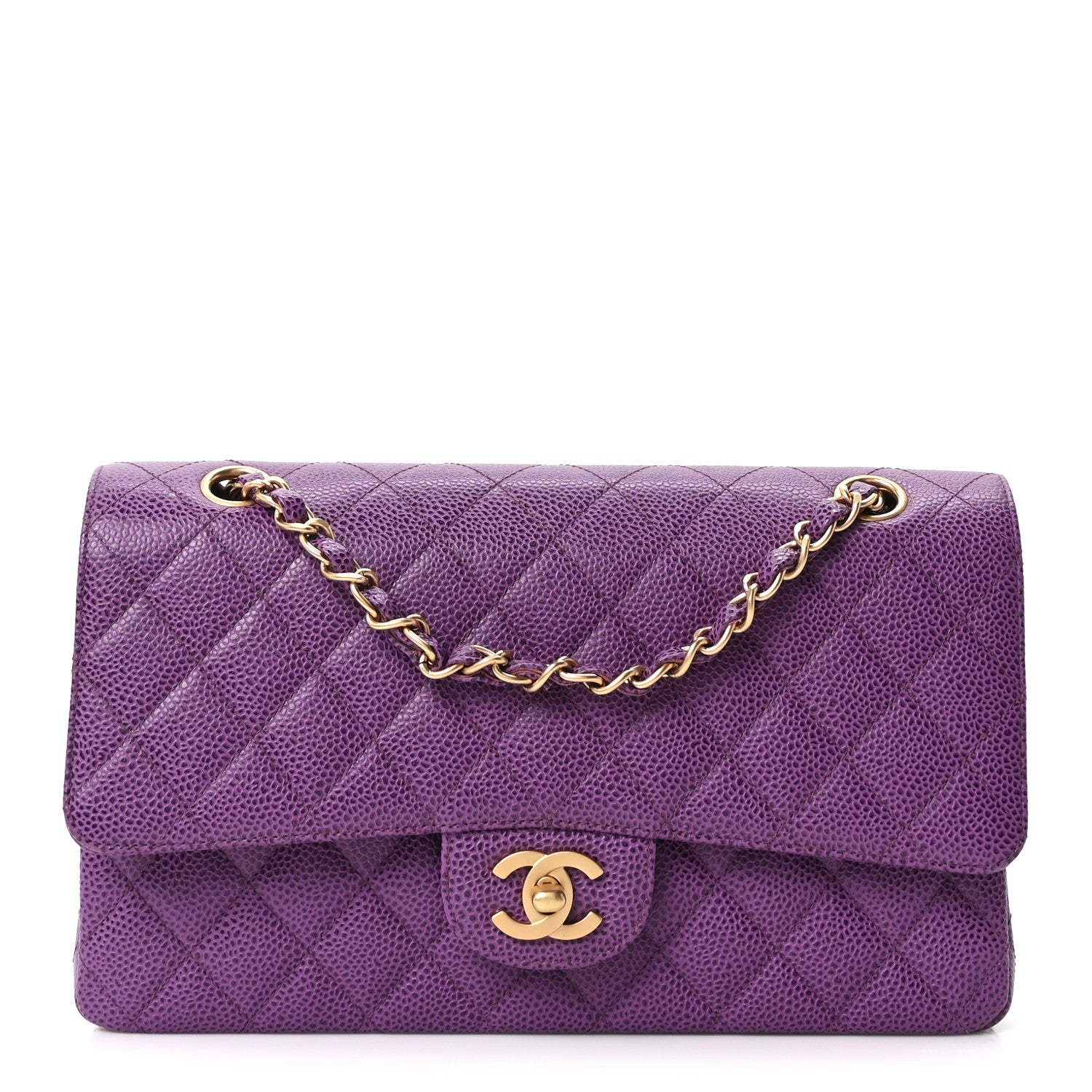 Chanel Caviar Quilted Medium Double Flap Purple 1 of 10