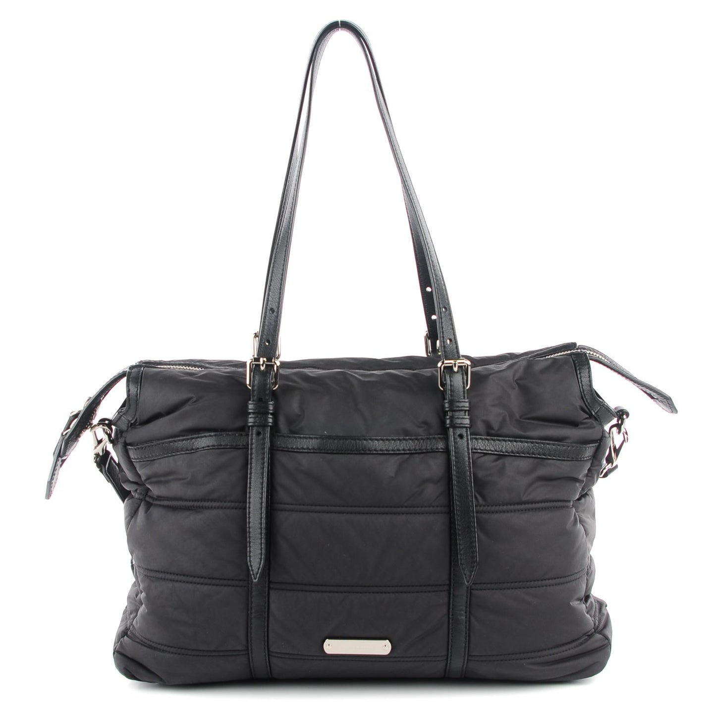 Nylon House Check Quilted Abbey Diaper Bag Black