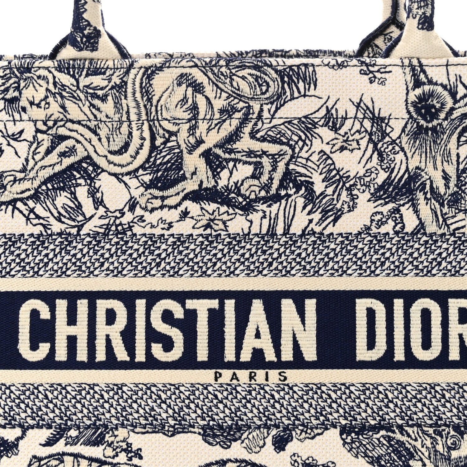 Christian Dior Canvas Embroidered Medium Dioriviera Toile De Jouy Book Tote Blue 8 of 10