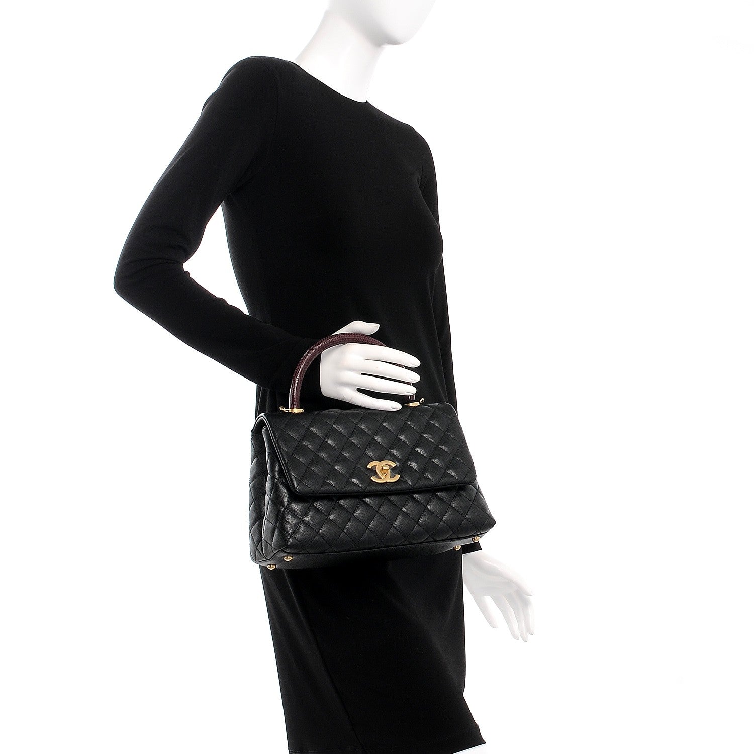 Chanel Caviar Lizard Quilted Small Coco Handle Flap Black 3 of 9