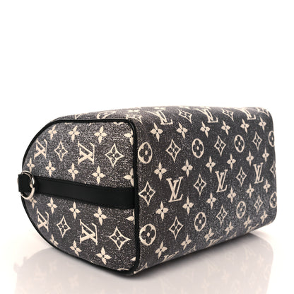Louis Vuitton Denim Monogram Jacquard Speedy Bandouliere 25 Black 4 of 9