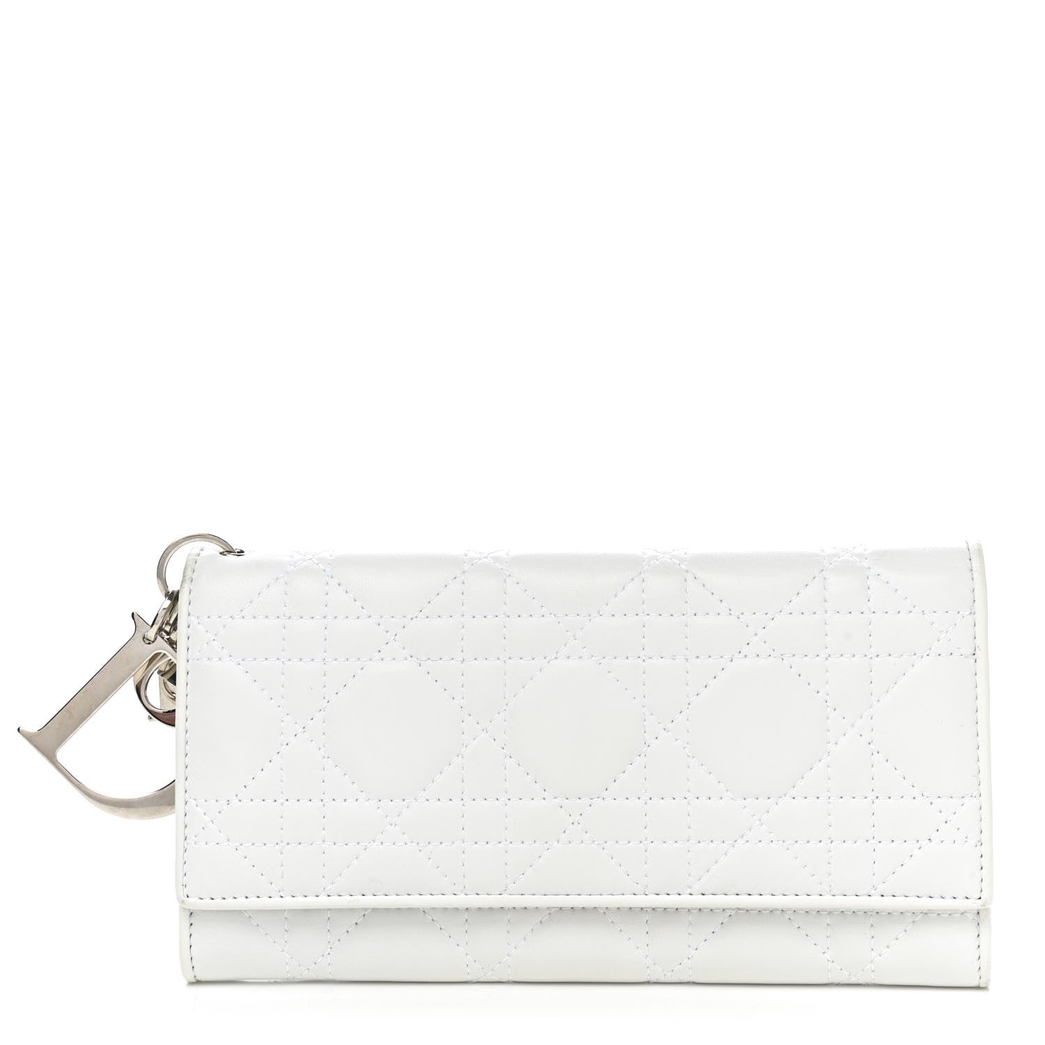 Christian Dior Lambskin Cannage Lady Dior Flap Wallet Light Grey 1 of 7