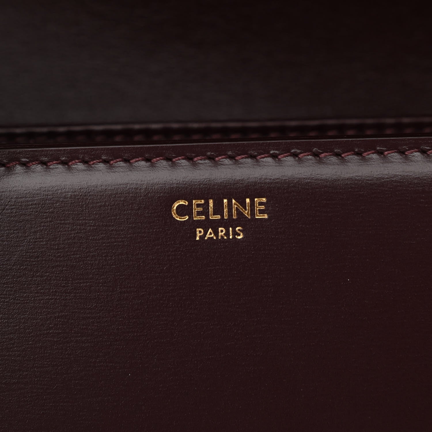 Celine Shiny Calfskin Medium Triomphe Burgundy 7 of 11