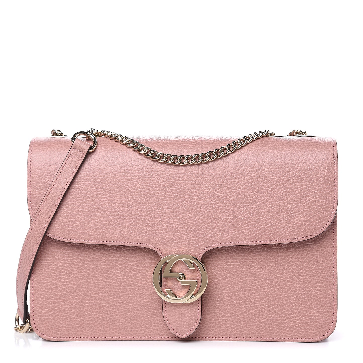 Dollar Calfskin Interlocking G Shoulder Bag Soft Pink