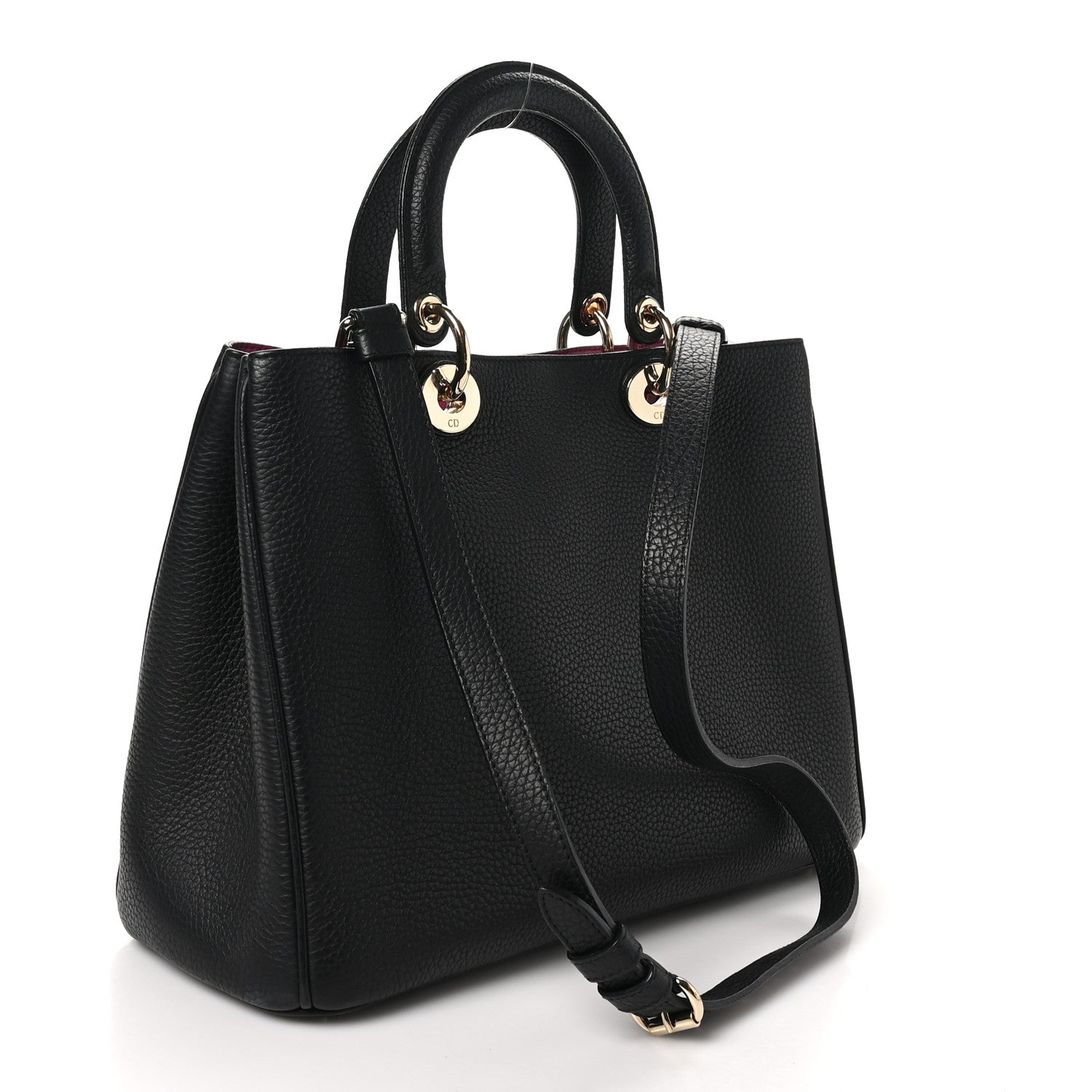 Christian Dior Bullcalf Medium Diorissimo Tote Black Rose Indien 4 of 10