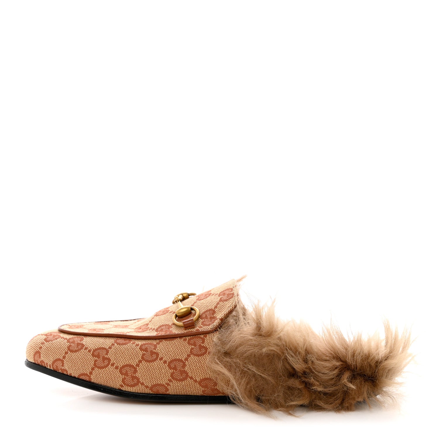Gucci GG Monogram Fur Mens Princetown Slippers 37 Beige Ruggine Rust 1 of 9