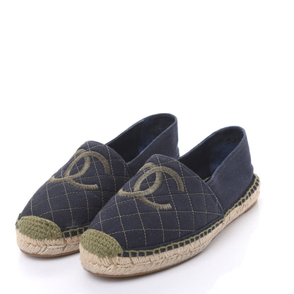 Chanel Fabric Biarritz CC Espadrilles 38 Blue Green 3 of 8