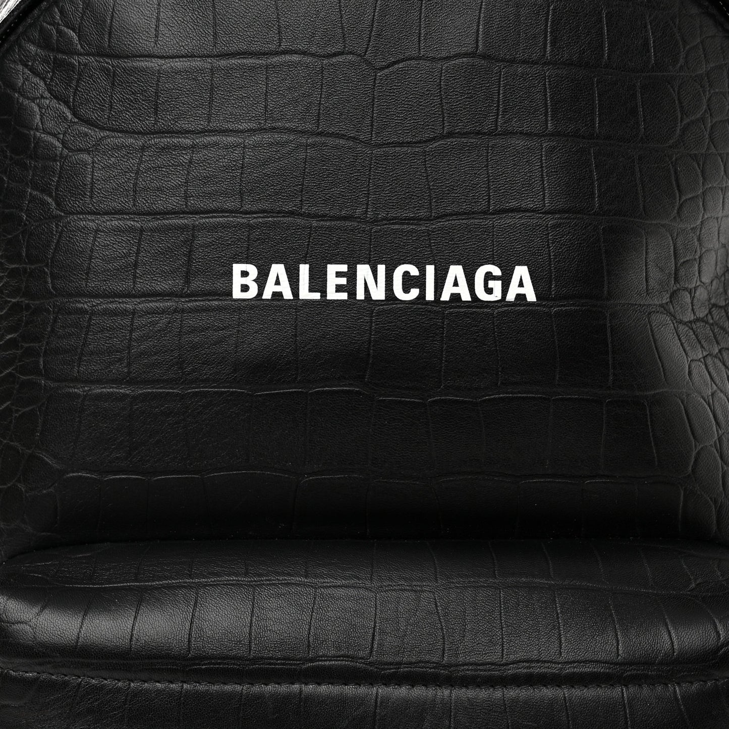 Calfskin Logo Crocodile Embossed Everyday Backpack Black