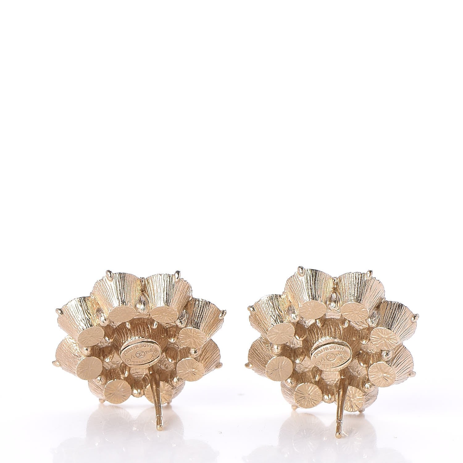 Chanel Crystal CC Flower Earrings Gold 3 of 5