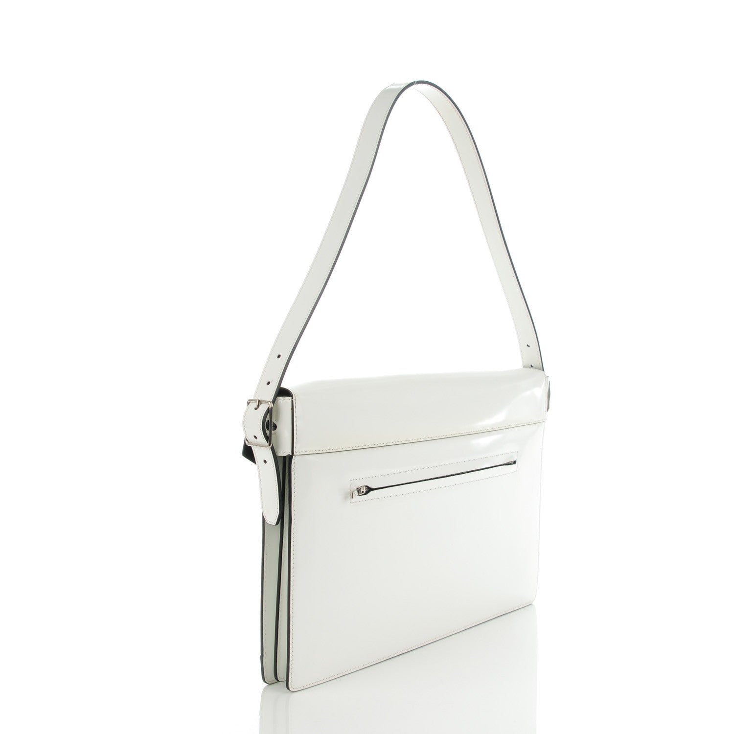 Celine Spazzolato Calfskin Medium Diamond Shoulder Bag White Black 3 of 7