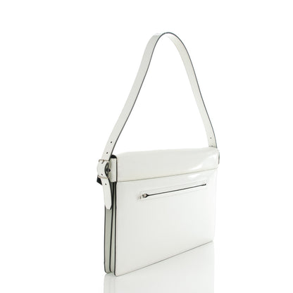 Celine Spazzolato Calfskin Medium Diamond Shoulder Bag White Black 3 of 7