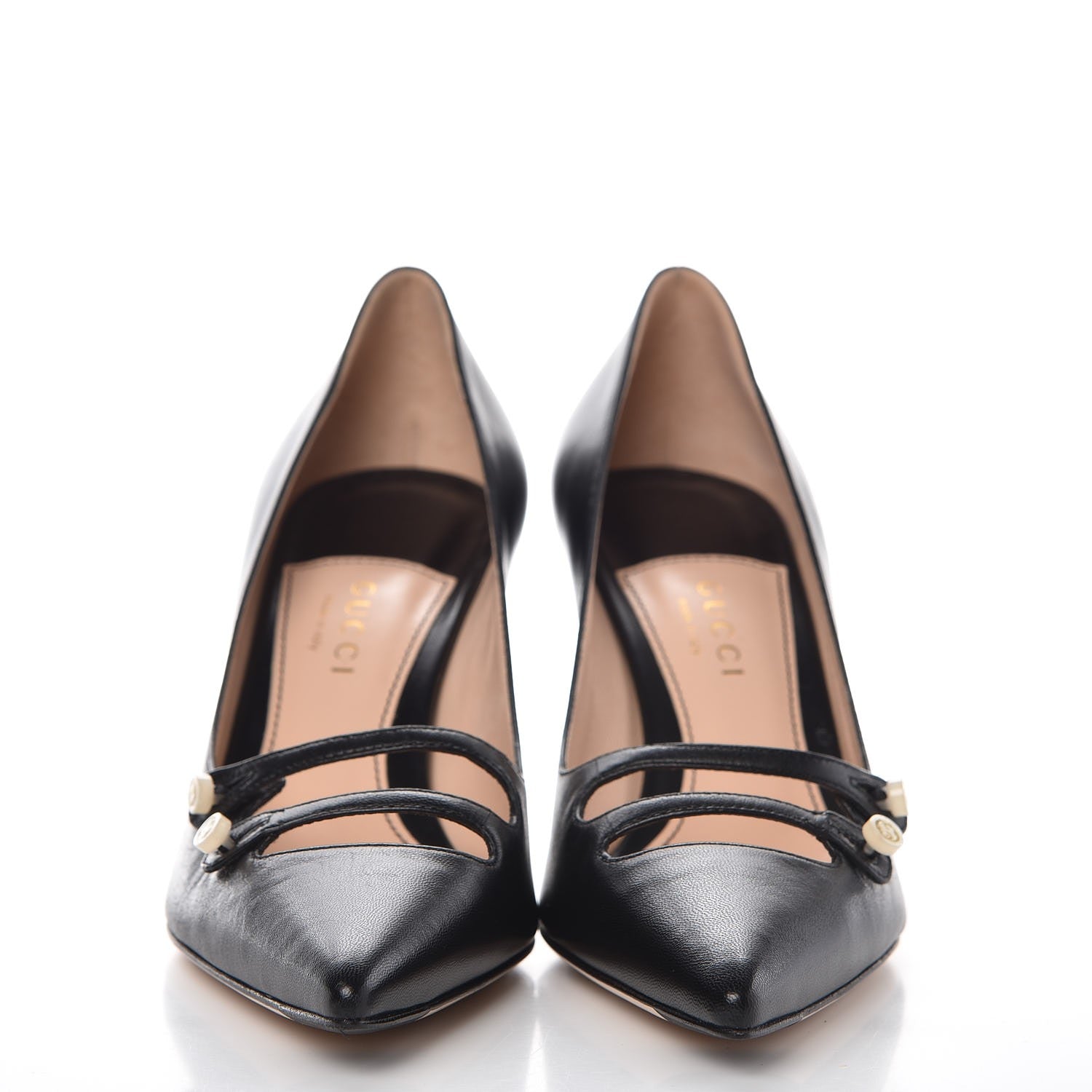 Gucci Malaga Kid Aneta Double Strap Mid Heel Pumps 36 Black 2 of 9