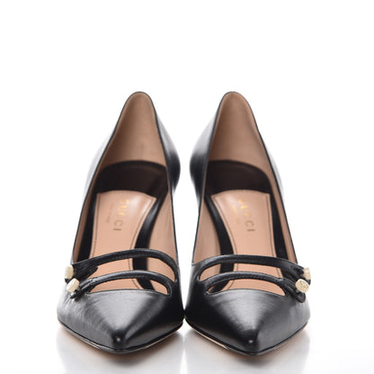 Gucci Malaga Kid Aneta Double Strap Mid Heel Pumps 36 Black 2 of 9