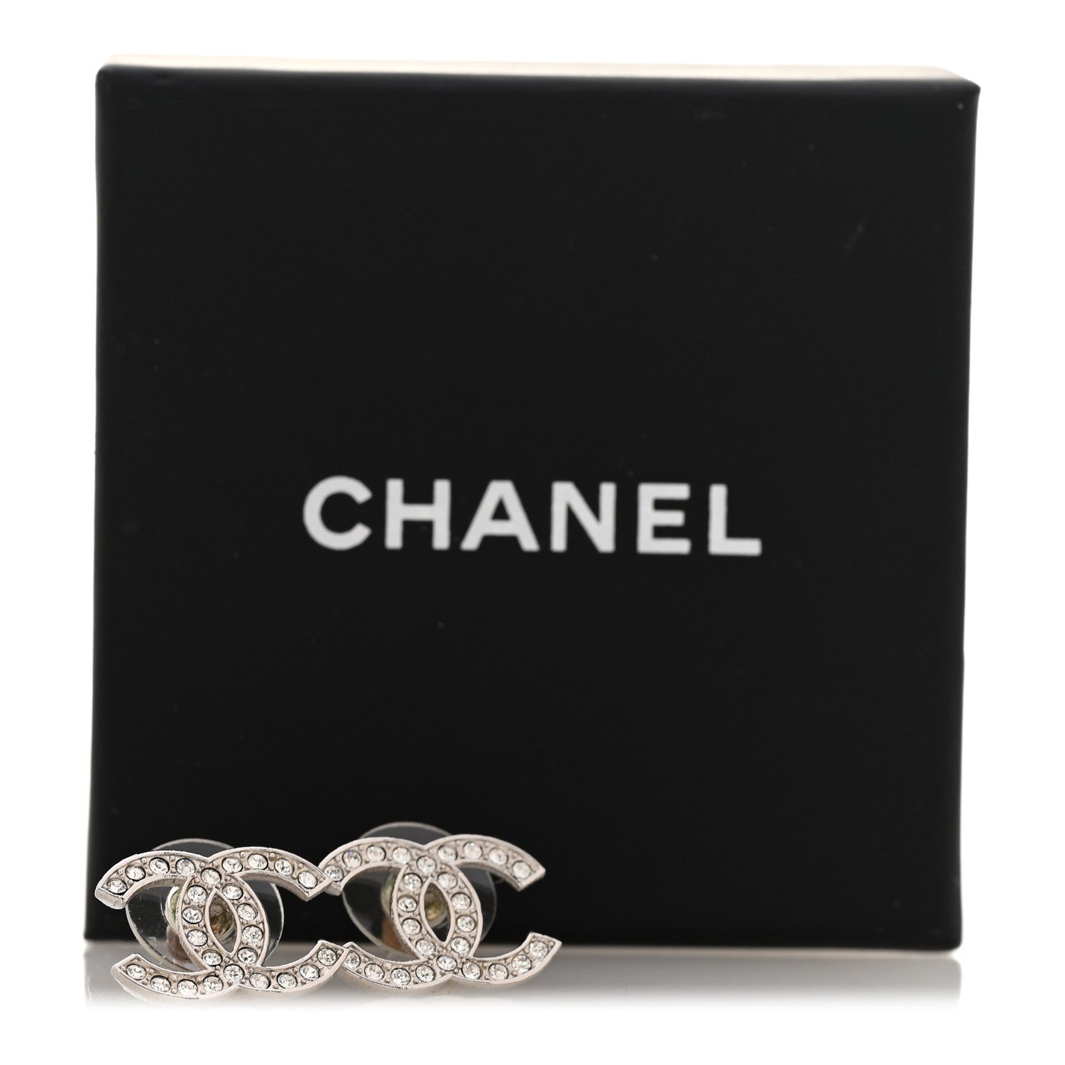 Chanel Crystal CC Earrings Silver 6 of 6