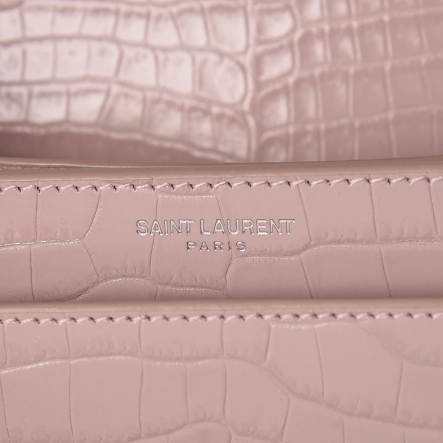 Calfskin Crocodile Embossed Medium Monogram Sunset Powder Pink