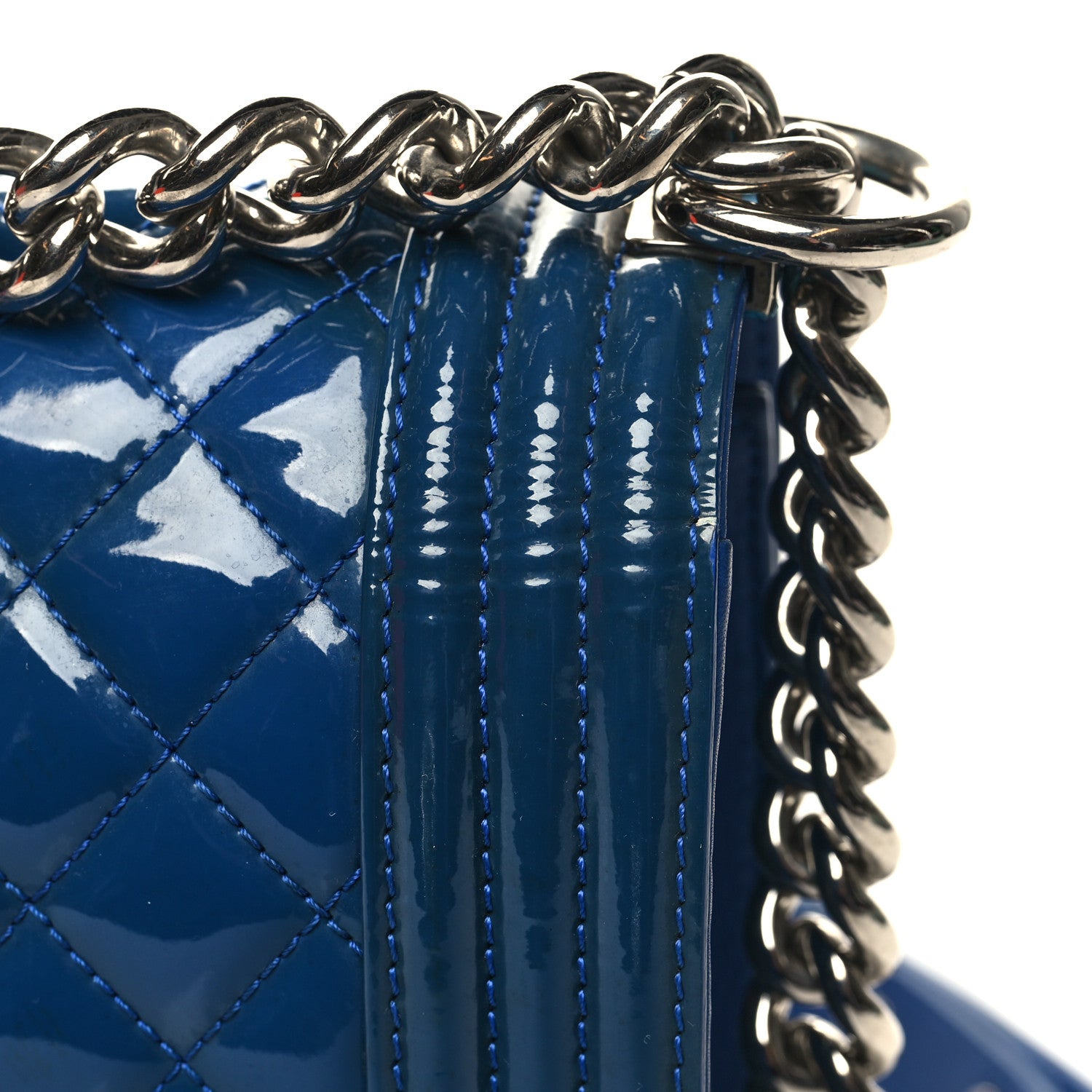 Chanel Patent Calfskin Quilted New Medium Plexiglass Boy Flap Blue 12 of 12