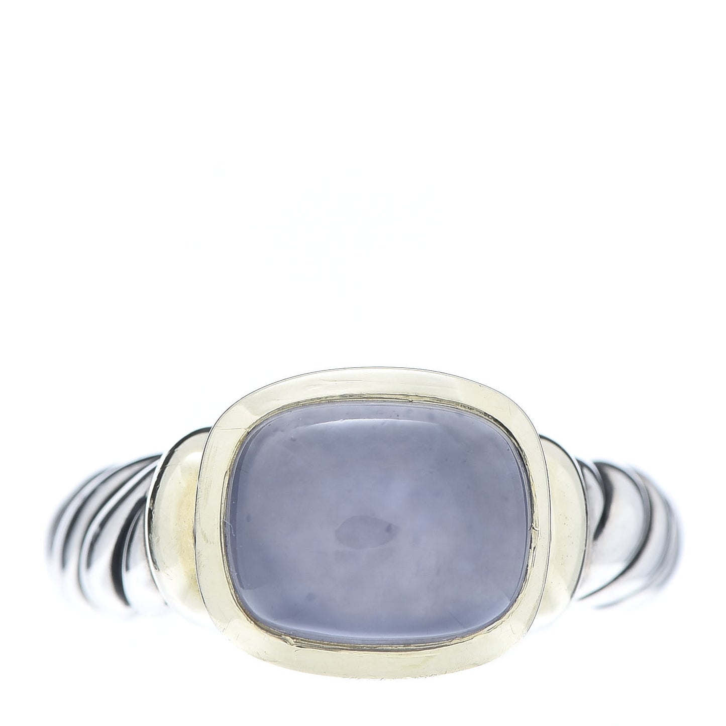 Sterling Silver 14K Yellow Gold Chalcedony 10mm Noblesse Ring 53 6.5