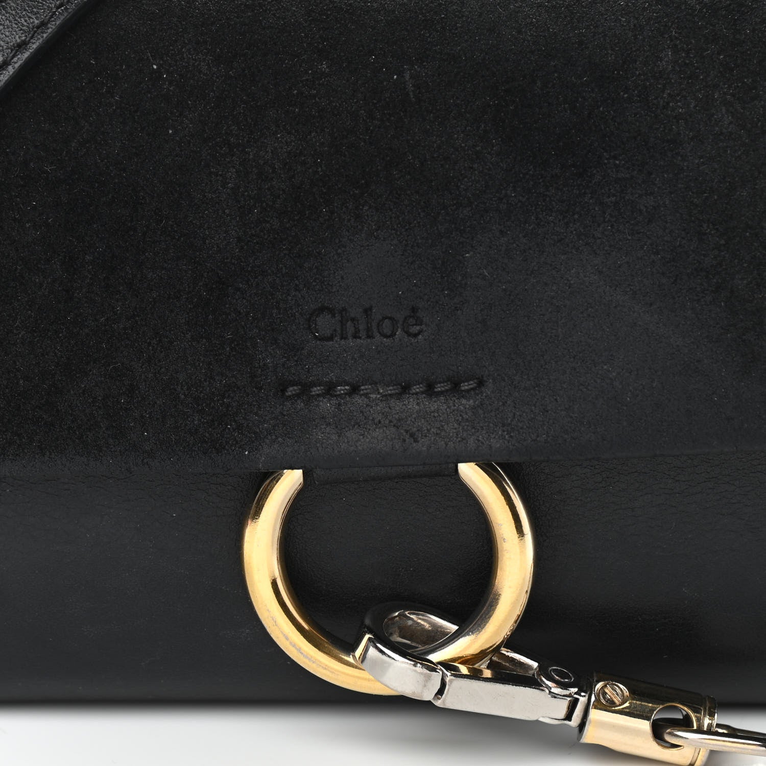 Chloe Suede Calfskin Faye Wallet On Strap Black 14 of 16