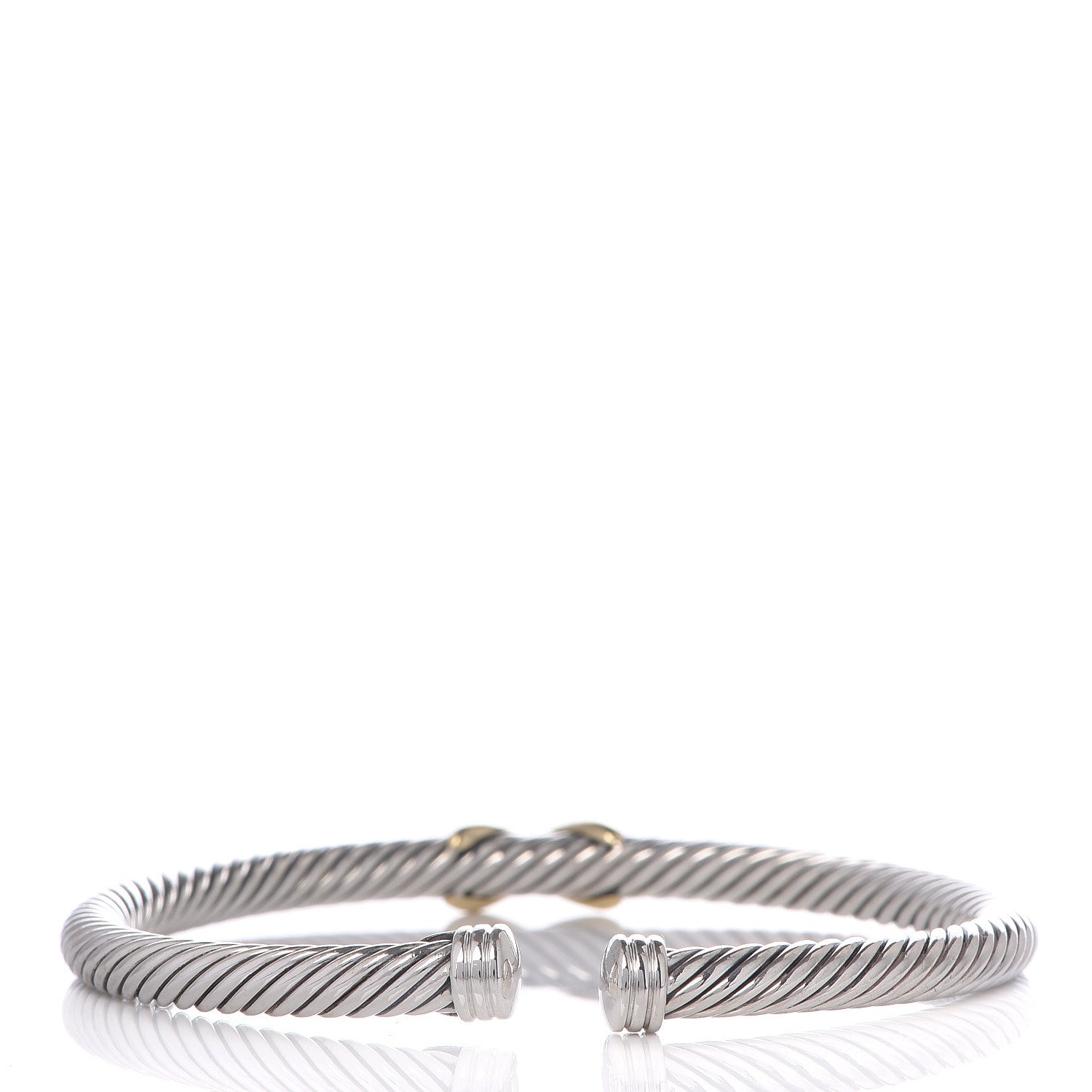 David Yurman Sterling Silver 18K Yellow Gold 4mm X Station Cable Bracelet 3 of 4