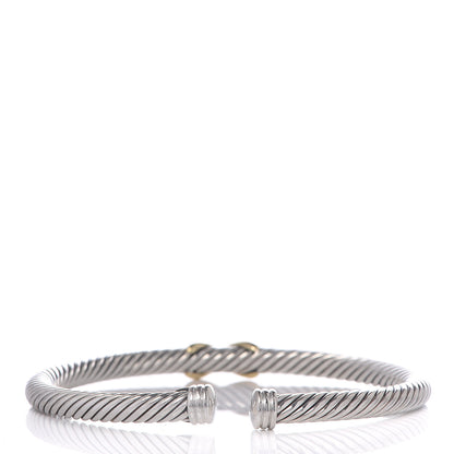 David Yurman Sterling Silver 18K Yellow Gold 4mm X Station Cable Bracelet 3 of 4
