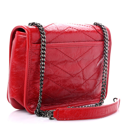 Saint Laurent Crinkled Calfskin Matelasse Monogram Niki Chain Wallet Red 3 of 9